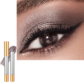Black Gray Eyeshadow Stick Cream Eye Shadow, Cold Dark Taupe Glitter Eyeshadows Pencil Crayon, Smooth Easy to Color Smoky Eye Makeup Highly Pigmented Eyeliner