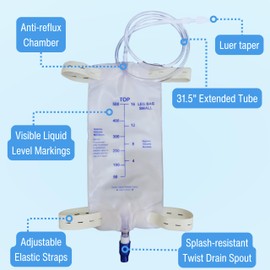Filigan Urine Drainage Bags, 500ml Clear Nephrostomy Bag with 80cm(31.5") Silicone Tube, Twist Drain Valve, Pack of 3