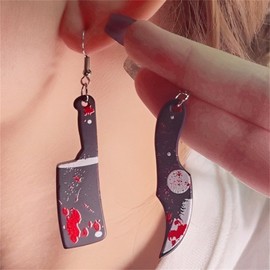 coadipress coadipress 6 Pairs Knife Earrings for Women Punk Gothic Dagger Blood Knife Knives Guillotine Halloween Earrings Unique Hip Hop Halloween Horror Party Jewelry (Black)