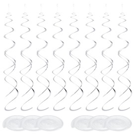 uxcell 42pcs White Hanging Swirls Decorations, Plastic Spiral Party Streamers Ceiling Decoration Twin Tails Party Swirls for Birthday Wedding Anniversary Celebration Christmas