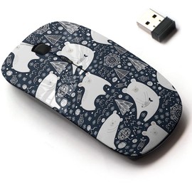 2.4G Wireless Mouse with Cute Pattern Design for All Laptops and Desktops with Nano Receiver - Cute Polar