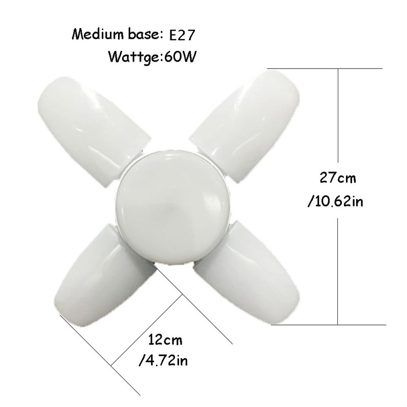 WULUN 2 Pack E27 Garage Light 60W Energy Saving 360