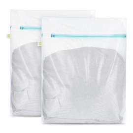 OTraki Laundry Net 15.7 x 19.7 inches (40 x 50 cm), 2 Packs, Laundry Net, YKK Zipper, Fine Mesh, Laundry Bag, Anti-Tangle, Anti-deformation, Prevents Deformation, Laundry Bag for Comforter, Machine Washer, Dryer, Travel Storage, Home Use, White
