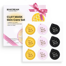 Clay Facial Mask Set 9 Pack - Turmeric Rose Dead Sea Mineral Mud Skincare Gift Dry and Sensitive Skin Travel Friendly and Portable Whitening Moisturizing and Deep Cleansing Yellow / 클레이 페이셜 마스크 세트 9팩 - 강황 장미 사해 미네랄 머드 스킨케어 선물 건조하고 민감한 피부 여행 친화적이며 휴대하기 좋은 미백 보습 및 딥 클렌징 Yellow