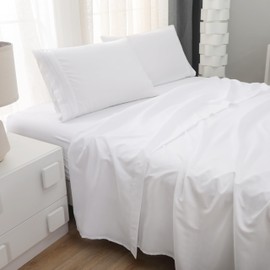 Octate King Bedding Set of 4 – Comfy Breathable & Cooling Sheets Hotel Luxury Bed Sheet for 15 Inch Deep Pocket Fitted Sheet with Flat Sheet & 2 Pillow Cases (White)