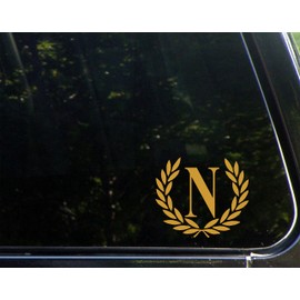 Sweet Tea Decals Letter N (Gold), Small Size, Decorative Monogram - 4-1/2" x 3-/4"- Vinyl Die Cut Decal/Bumper Sticker for Windows, Trucks, Cars, Laptops, Tumblers, Mailboxes, Glasses. Mugs, Etc.