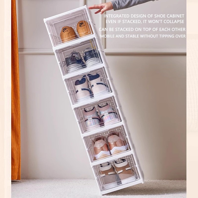 VaNaenic Foldable Shoe Rack,No Assembly Stackable Shoe Storage Box with