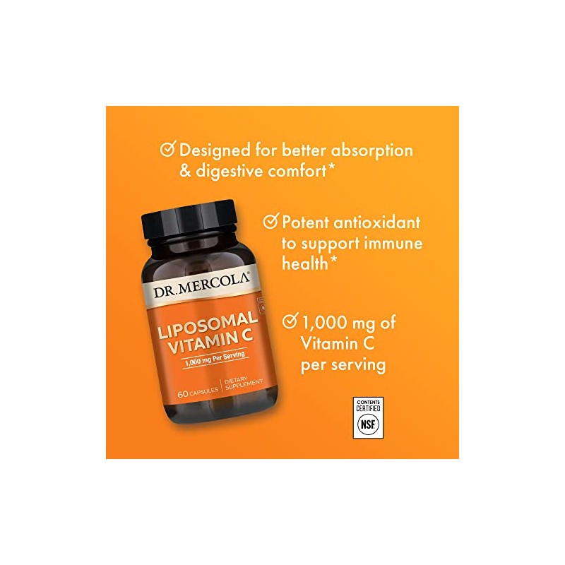 Dr. Mercola Liposomal Vitamina C, 1000mg per serving, 60 Capsules