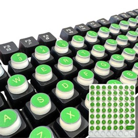 Raised Keyboard Stickers for Long Nails, 72 PCS Soft Silicone Adhesive Colorful Keycaps for Fast Gaming Office Typing, Secure and Fit Desktop Keyboards (Green)