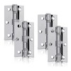 XFORT 3 inch (75mm) Polished Chrome Ball Bearing Hinges, Steel