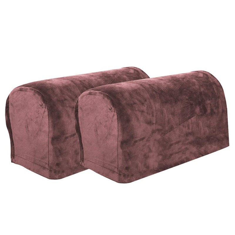LERTREE Pack of 2 Velvet Soft Sofa Arm Slipcovers Elastic
