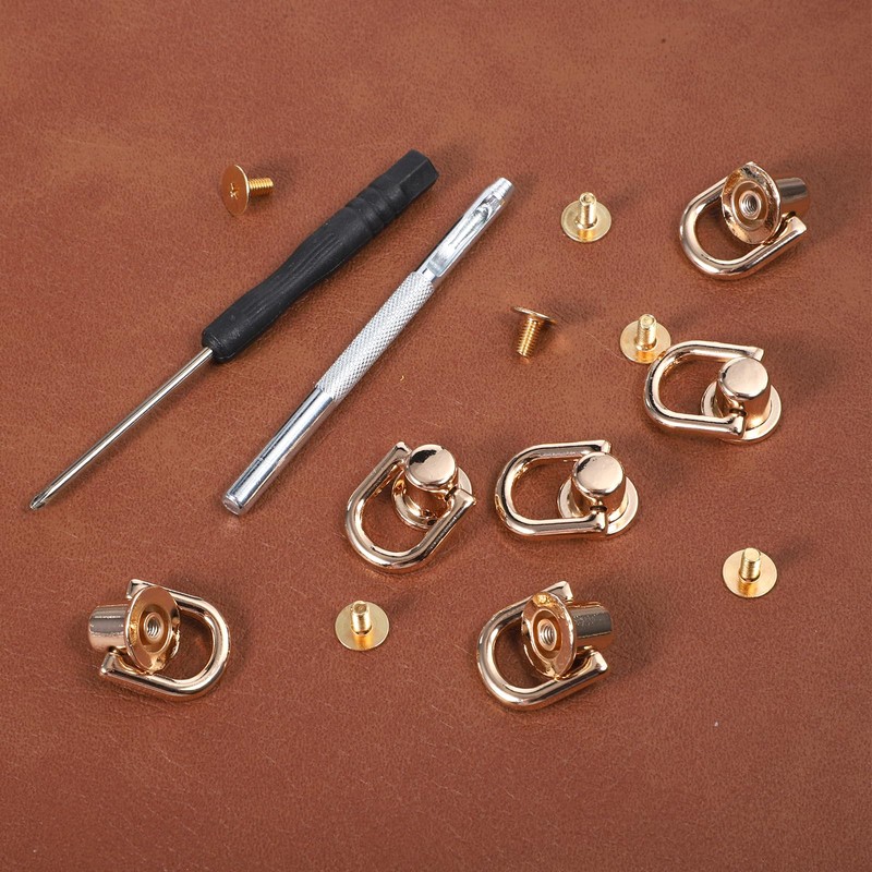 8 PCS D Rings for Bags, Gold Metal Bag Hardware