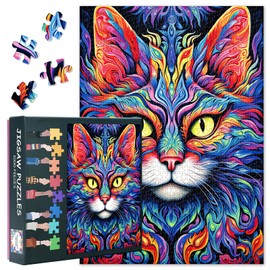 Collectible Jigsaw Puzzles UK - Abstract Cat Portrait Art, 50x70cm Challenging Puzzles for Adults, Animals Puzzle Home Decor & Family Board Games