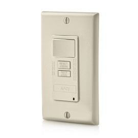 Leviton AFCI/Switch Combination, 15 Amp, Self Test, LED Indicator Light, AFSW1-T, Light Almond