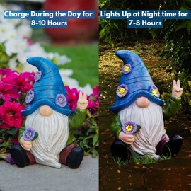 IMPECCABLE GOODS Peace Gnome Decorations for Yard/Lawn – Weatherproof Garden Statue – Fun Spring Summer Charming Gnomes Gifts for Women (Blue Peace Gnome)