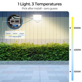 CINOTON 55W LED Flood Light 3CCT (3000K/4000K/5000K), 7700LM Dusk-to-Dawn Photocell Outdoor Security Lighting, 120V IP65 Aluminum Wall Pack for Porch/Barn, 180° Knuckle Mount, 2 Modes, ETL, 2 Pack