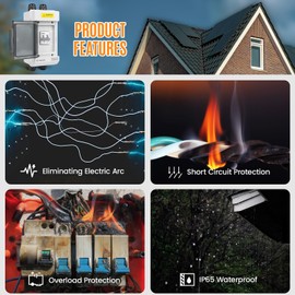 Pjerjzn Solar Panels Disconnect Switch 16A 400VDC PV Shut Off Switch Outdoor 1 in 1 Out Circuit Breaker Box IP66 Waterproof UV-Proof