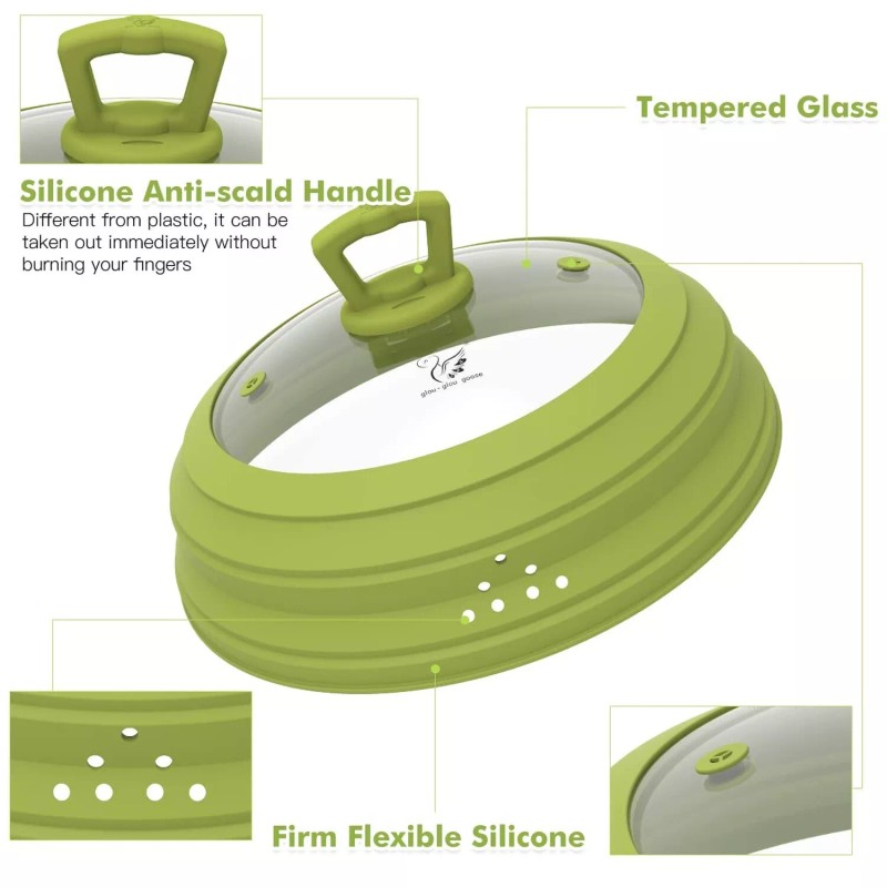 GLOU-GLOU GOOSE GGG Vented Glass Microwave Splatter Guard Lid with