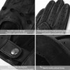 Harssidanzar Mens Leather Driving Gloves Goatskin Unlined, Black, M