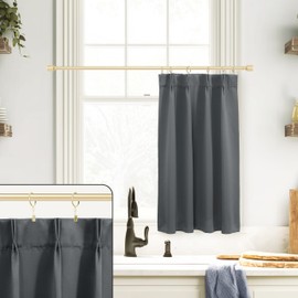 Pinch Pleated Small Blackout Cafe Curtains for RV Camper Windows,24 Inch Length Pleat Half Curtains for Kitchen Under Sink Cabinet