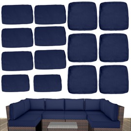 XX xfasd Outdoor Cushion Covers for Patio Furniture, Patio Cushion Covers Replacement with Zipper, Waterproof & Fade Resistant,Only Cover (Navy Blue, 25.6Lx25.6Wx4H - Only Covers)