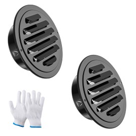 HG Power Round Vent Cover 4 Inch, Stainless Steel Soffit Vents with Screen Mesh, Louver Air Vent Hood for Wall, Ceiling Mount, Bathroom, Garage, Attic Ventilation, 2-Pack，Black