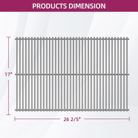 Votenli Full Size 17 Inch Grill Grates Grids Replacement Parts for Home Depot Nexgrill 4 Burner 720-0830H, 720-0830D, 720-0958A,7MM Stainless Steel