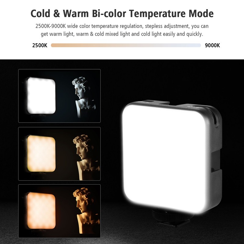 Andoer W64RGB Mini RGB LED Video Light Rechargeable Photography Fill