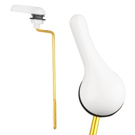 Universal Toilet Handle Replacement Kit, Toilet Flush Handle with Nut Lock and Stainless-Steel Flapper Chain, Side Mount Toilet Flush Lever Fits Most Standard Toilet Tanks, Easy Install (White)