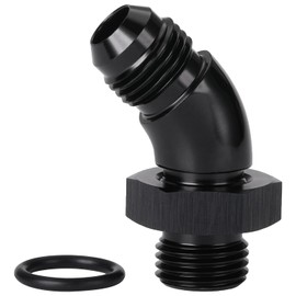 Podavelle 6AN Male Flare to 6AN -6 ORB O-ring Boss 45 Degree Full Flow Fitting Adapter Aluminum Black