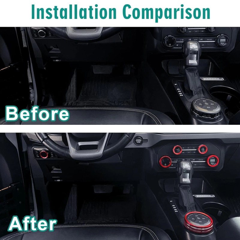 CyanStone 6x Knob Trims for Bronco 21+, Aluminum Bronco Knob