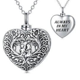 YYB Heart Ash Necklace 925 Sterling Silver Locket for Ashes of Loved One Brother and Sister Necklace Alway In My Heart Cremation Jewelry for Ashes for Women Gift For Mom Grandma Women Her