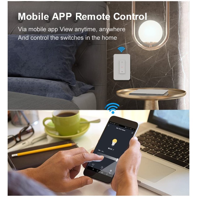 Nexete Smart Wi-Fi Dimmer Switch, Dim Lighting from Anywhere, in-Wall,