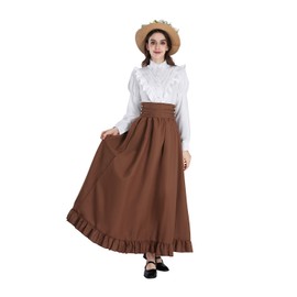 CR ROLECOS Medieval Dress Women's Victorian Dress Women's Costume 1900 Years Women's Victorian Blouse + Medieval Vintage Skirts Ball Dress, yellow