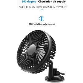 linlinfa Car Fan, USB Fan, 12V/24V Universal 360°Rotating Car Cooling Fan With 3 Speed Adjustable Strong Wind Low Noise For Car, Truck Vehicle,home (Sucker fan)