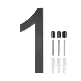 M METERXITY 8 Inch Acrylic Floating House Numbers, Modern House Number 1 with Nail Kit and Instructions, Exterior House Numbers for Outside/Garden/Mailbox [Black]