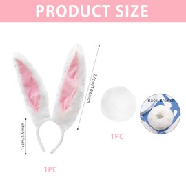 Rabbit Ear Hairband for Women, Easter Bunny Ears Headband, Cute Plush Headwear Hair Accessories for Easter Party (Style 3)
