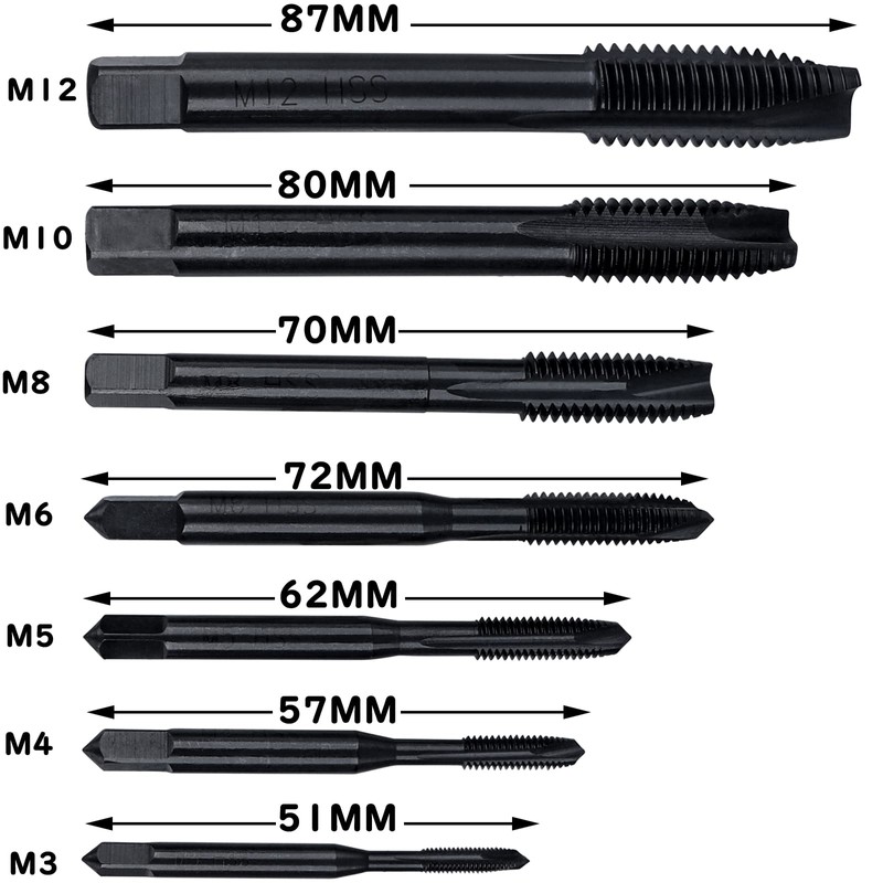 Bestgle Threading Tap Set of 7, HSS Tap Drill Set,