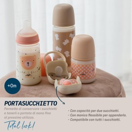 Suavinex Portaciuccio Neonato per 2 Ciucci, Rosa, +0 Mesi