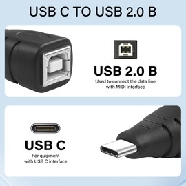 JSADZKJ USB B to USB C Adapter USB-C Male to Printer Female Converter Data Sync & Charging Type C to USB B 2.0 Printer Adapter for Printers.Scanners.Fax Machines.Electronic Pianos Etc 2Pcs