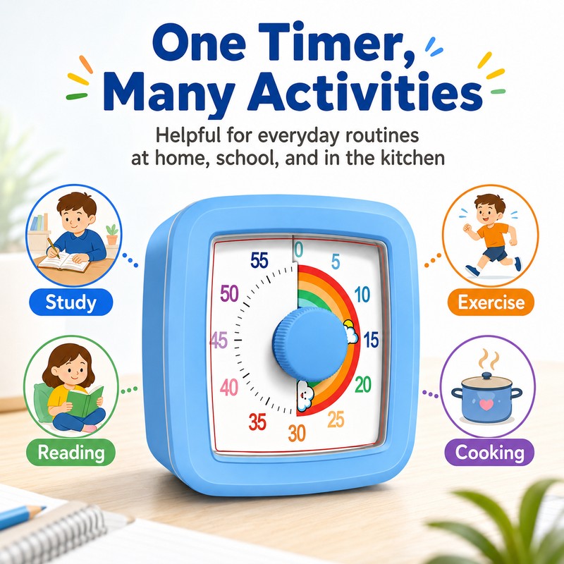 60-Minute Visual Timer for Kids & Kitchen – Silent Countdown