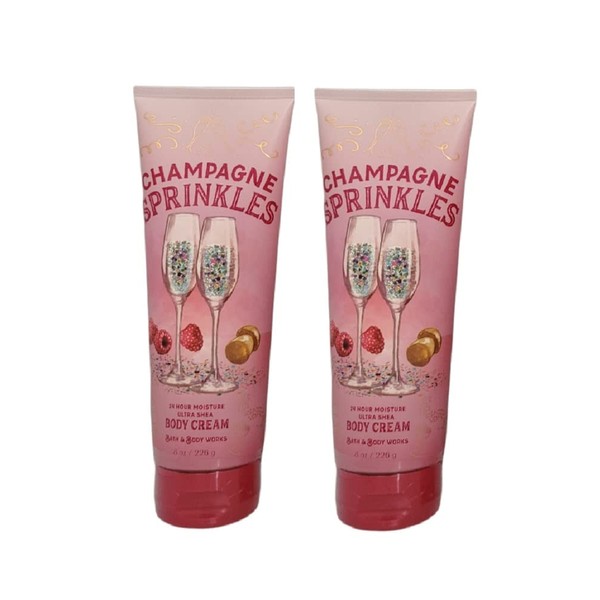 Bath and Body Works Champagne Sprinkles 2 Pack Ultra Shea Body Cream 8 Oz. (Champagne Sprinkles)