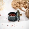 Queenza Marble Salt Cellar with Lid and Brass Knob (Green)