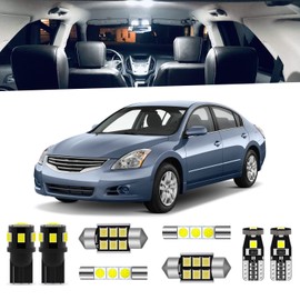 ENDPAGE 14-Pieces Altima LED Interior Lights for Nissan Altima 2007 2008 2009 2010 2011 2012 White 6000K LED Interior Lighting Package + License Plate Lights, Install Tool