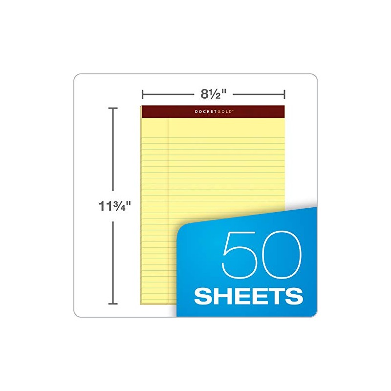 Tops Docket Gold Writing Pads, 8-1/2" x 11-3/4", Legal Rule,