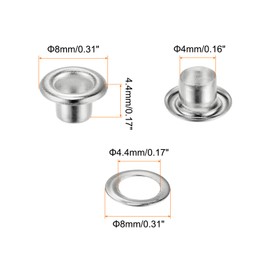 QUARKZMAN 300 Set Eyelet Set Metal Eyelets 4mm 1/6" Hole Tiny Grommets with Washers for Shoes Clothes Belt Pendant Bag Fabric Leather DIY Project Silver