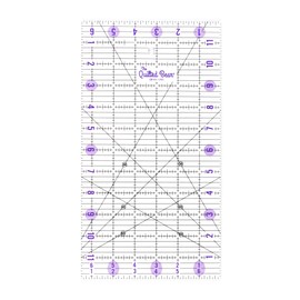 The Quilted Bear Quilting Rulers - Transparent Acrylic Non Slip Quilting & Patchwork Ruler with Clear Black Lines & 30, 45 & 60 Degree Angles (6.5" x 12")
