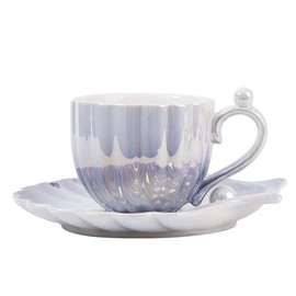 Coffee Cup Set, Cup & Saucer, Stylish, Pottery, Tea, Coffee Cup & Saucer (Pearl Purble)