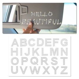Rhinestone Self-Adhesive Alphabet Stickers A-Z Bling Crystal Letter Decals for Car Interior, Dashboard, Sunshade, Mirror, Bag DIY Decoration (Silver)