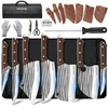 MDHAND 14PCS Professional Butcher Knife Set with Roll Bag, Hand